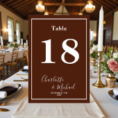Classic Brown Script Minimalist Wedding Tischnummer