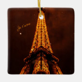 Classic Brown und Orange Eiffel Tower Souvenir Keramikornament (Vorderseite)