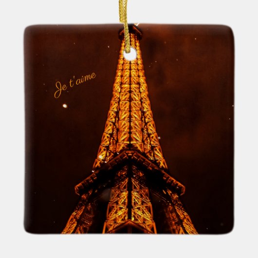 Classic Brown und Orange Eiffel Tower Souvenir Keramikornament (Vorderseite)