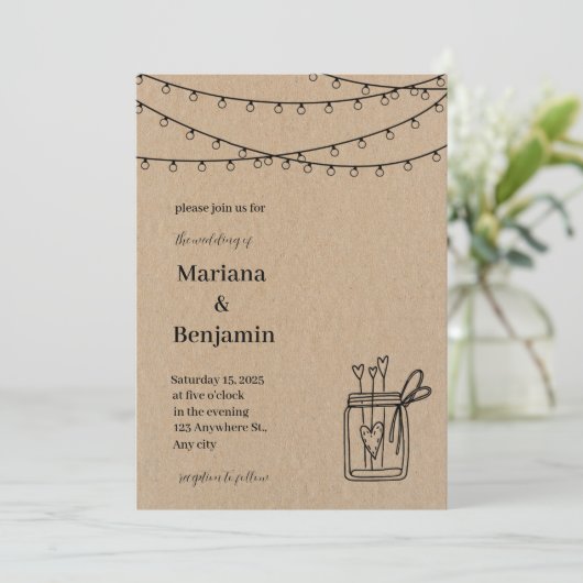 Classic Brown Wedding Einladung (Stehend Vorderseite)