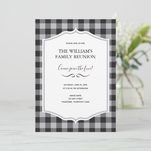 Classic Buffalo Kariert Karo Schwarz-weiß Event Einladung (Stehend Vorderseite)