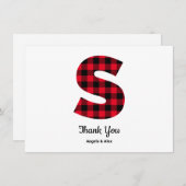 Classic Buffalo Kariert Letter S Wedding Monogram Dankeskarte (Vorne/Hinten)