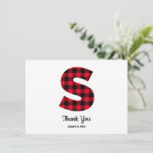 Classic Buffalo Kariert Letter S Wedding Monogram Dankeskarte (Stehend Vorderseite)