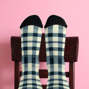 Classic Buffalo Kariert Rustikal Blau Weiß & Schwa Socken