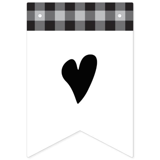 Classic Buffalo Kariertes Schwarz-weißes Brautpart Wimpelkette (Zweite Fahne)