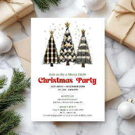Classic buffalo plaid Christmas tree party invite Einladung