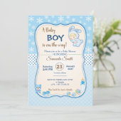 Classic bunny Baby Shower Invitation Einladung (Stehend Vorderseite)