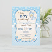 Classic bunny Baby Shower Invitation Einladung (Stehend Vorderseite)