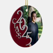 Classic Burgund 2025 Graduate Foto Keramik Ornament (Rechts)