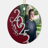 Classic Burgund 2025 Graduate Foto Keramik Ornament (Links)