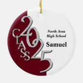 Classic Burgund 2025 Graduate Foto Keramik Ornament (Hinten)