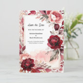 Classic Burgundy Beauty Save The Date (Stehend Vorderseite)