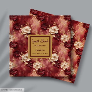 Classic Burgundy Blush Gold Boho Wedding Gästebuch