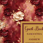 Classic Burgundy Blush Gold Boho Wedding Gästebuch