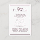 Classic Burgundy Calligraphy Monogram Wedding Begleitkarte (Rückseite)