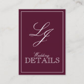 Classic Burgundy Calligraphy Monogram Wedding Begleitkarte (Vorderseite)
