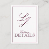 Classic Burgundy Calligraphy Monogram Wedding Begleitkarte (Vorderseite)