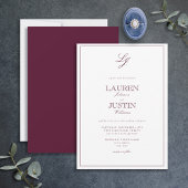 Classic Burgundy Calligraphy Monogram Wedding Einladung