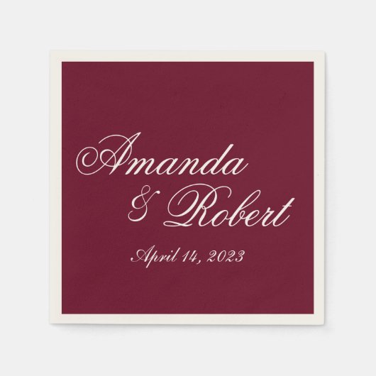 Classic Burgundy Custom Wedding Paper Napkin Serviette (Vorderseite)