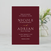 Classic Burgundy Elegant Wedding Save the Date Folieneinladung (Stehend vorne)