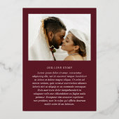 Classic Burgundy Elegant Wedding Save the Date Folieneinladung (Rückseite)