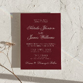 Classic Burgundy Fancy Old Money QR Code Wedding Einladung