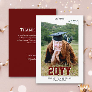 Classic Burgundy Graduate 2024 Abschluss Foto Dankeskarte