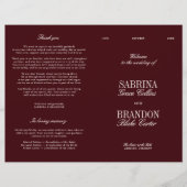 Classic Burgundy & Ivory Modern Wedding Program (Vorderseite)