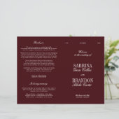 Classic Burgundy & Ivory Modern Wedding Program (Stehend Vorderseite)