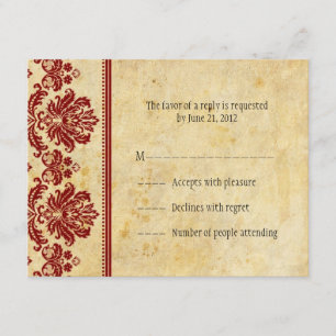 Classic Burgundy Lace RSVP Cards Karte