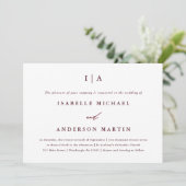 Classic Burgundy Monogram Foto Wedding Einladung (Stehend Vorderseite)