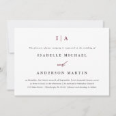Classic Burgundy Monogram Wedding Einladung (Vorderseite)