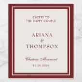 Classic Burgundy Old Money Wedding Wine Label Weinetikett (Einzelnes Label)