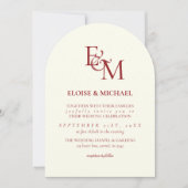 Classic Burgundy Red Monogram Minimalist Wedding Einladung (Vorderseite)