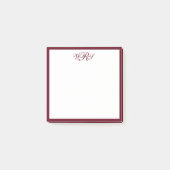Classic Burgundy Red Monogram Post-it Klebezettel (Vorderseite)