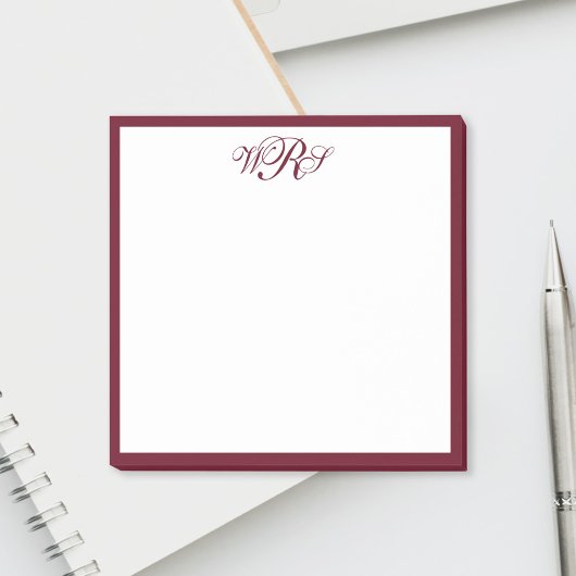 Classic Burgundy Red Monogram Post-it Klebezettel
