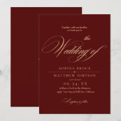 Classic Burgundy Script Wedding Einladung (Vorne/Hinten)