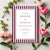 Classic Burgundy Stripes Wedding Einladung