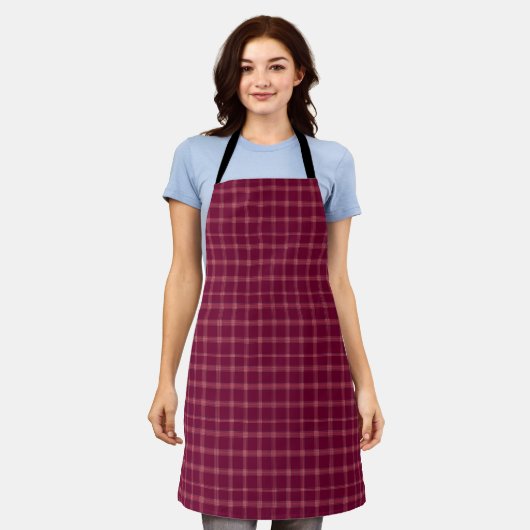 Classic Burgundy Tartan Kariertes Geschenk Schürze (Getragen)