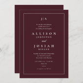 Classic Burgundy Wedding Einladung (Vorne/Hinten)