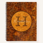 Classic Burl Wood Tone Round Monogram Notizblock (Vorderseite)