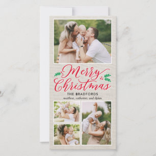 Classic Burlap Frohe Weihnachts-Fotokarte Feiertagskarte