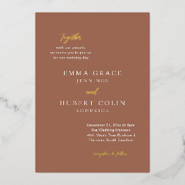 Classic Burnt Orange Elegante Wedding Folieneinladung