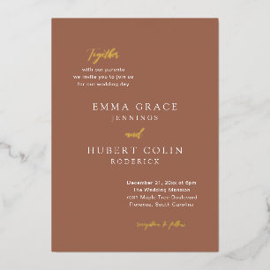 Classic Burnt Orange Elegante Wedding Folieneinladung