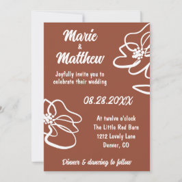Classic Burnt Orange Floral Wedding Invitation Einladung
