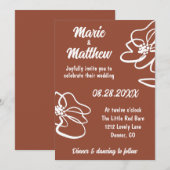 Classic Burnt Orange Floral Wedding Invitation Einladung (Vorne/Hinten)