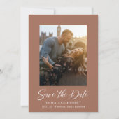 Classic Burnt Orange Foto Elegante Hochzeit Save The Date (Vorderseite)