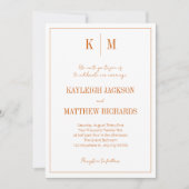 Classic Burnt Orange Monogram Elegant Wedding Einladung (Vorderseite)