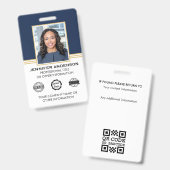 Classic Business Foto ID Blue Gold Ausweis (Vorder- & Rückseite)