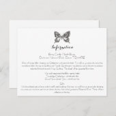 Classic Butterfly Wedding Information Card Postkarte (Vorne/Hinten)